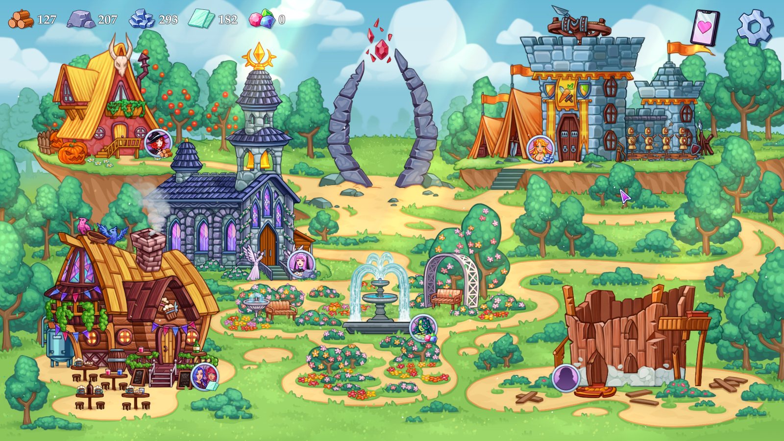 Colourful fantasy village world map from a Pakoo PC game