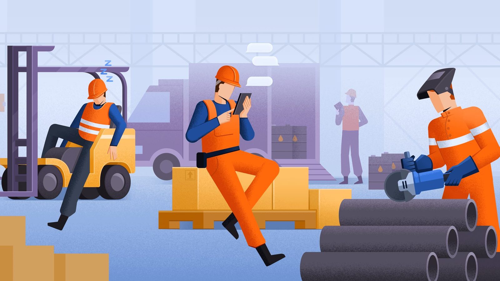 Warehouse workers — Tauronix explainer frame