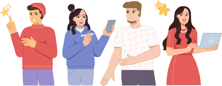 Illustrated Pakoo team: artists, designers and animators
